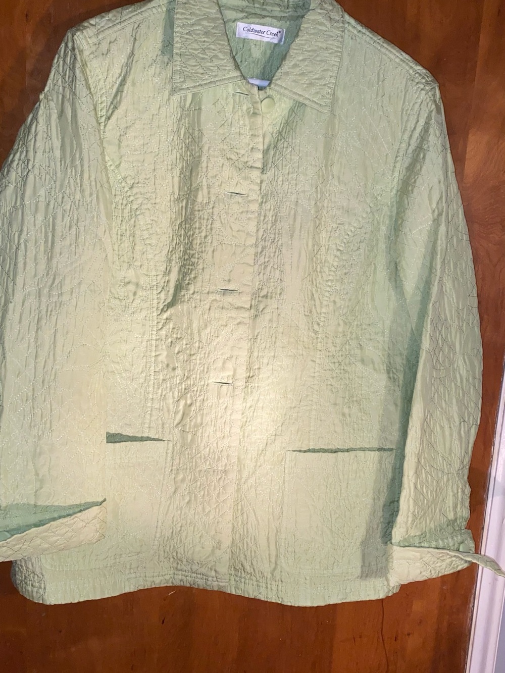 Coldwater Creek Pale Green Quilted Button-Front Jacket